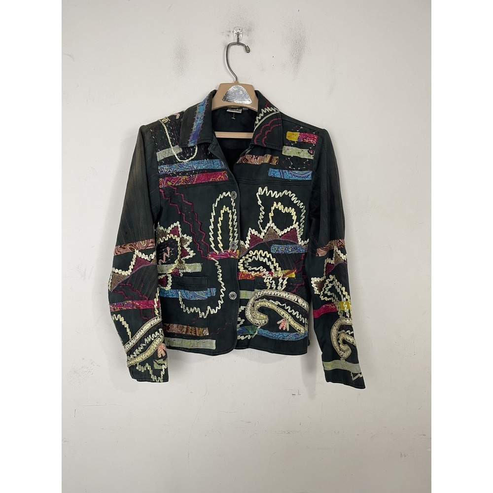 Parsley & Sage Womens Jacket Small Embroidered Patchwork‎ Bohemian Artsy